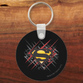 Superman gestileerd | Logo met zwarte en rode stre Sleutelhanger (Voorkant)