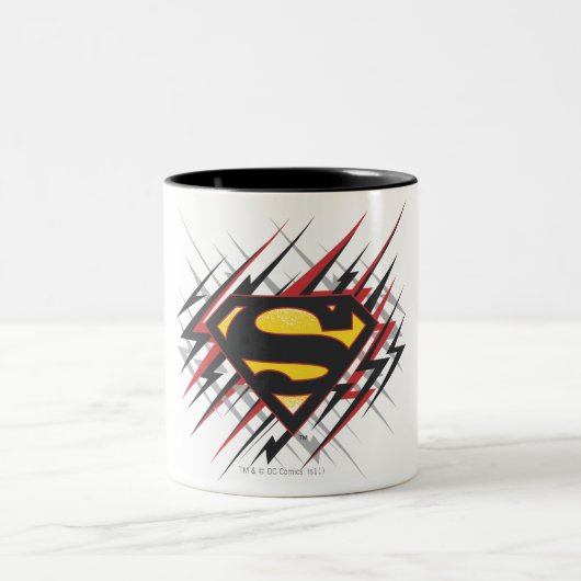 Superman gestileerd | Logo met zwarte en rode stre Tweekleurige Koffiemok (Center)