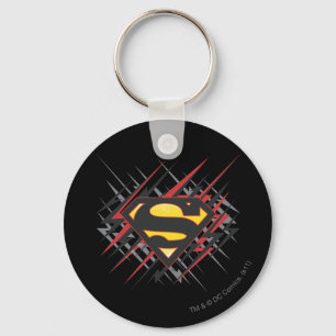 Superman gestileerd  Logo met zwarte en rode strep Sleutelhanger