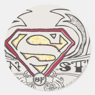 Superman gestileerd   Logo textiel Ronde Sticker