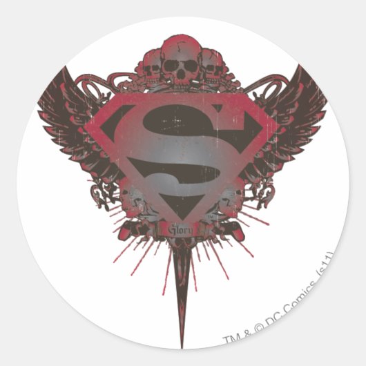 Superman gestileerd | Logo van schedel en vleugels Ronde Sticker (Voorkant)