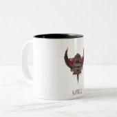 Superman gestileerd | Logo van schedel en vleugels Tweekleurige Koffiemok (Voorkant links)