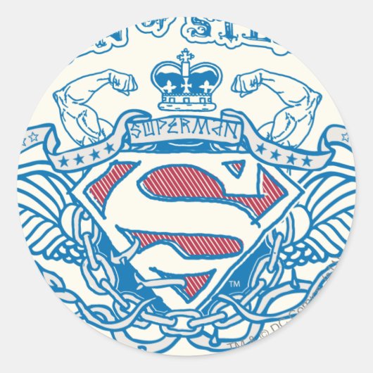 Superman gestileerd | Logo van Wingen en Wapens Ronde Sticker (Voorkant)