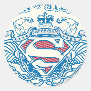 Superman gestileerd   Logo van Wingen en Wapens Ronde Sticker