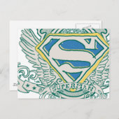 Superman gestileerd | Logo voor ketting Crest Briefkaart (Voorkant / Achterkant)