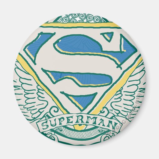 Superman gestileerd | Logo voor ketting Crest Magneet (Voorkant)