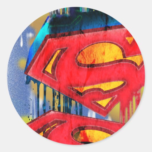 Superman gestileerd | Logo voor stedenverf Ronde Sticker (Voorkant)