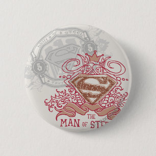 Superman gestileerd  Met eigen Logo getekend Ronde Button 5,7 Cm