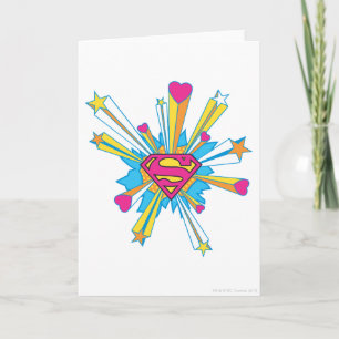Superman gestileerd   Roze met hart Logo Kaart