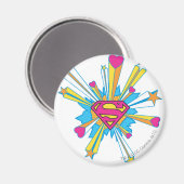 Superman gestileerd | Roze met hart Logo Magneet (Voorkant / Achterkant)