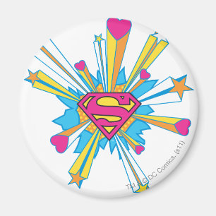 Superman gestileerd   Roze met hart Logo Magneet