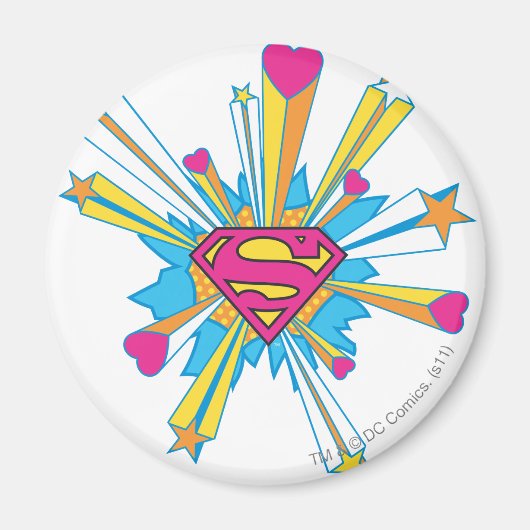 Superman gestileerd | Roze met hart Logo Magneet (Voorkant)