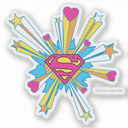 Superman gestileerd | Roze met hart Logo Sticker (Voorkant)