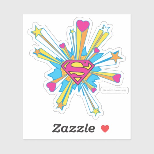 Superman gestileerd | Roze met hart Logo Sticker (Vel)