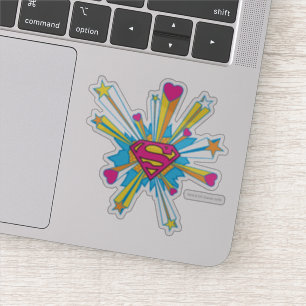 Superman gestileerd   Roze met hart Logo Sticker