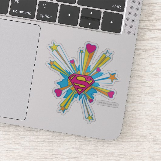 Superman gestileerd | Roze met hart Logo Sticker (Detail)