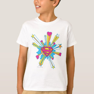 Superman gestileerd   Roze met hart Logo T-shirt
