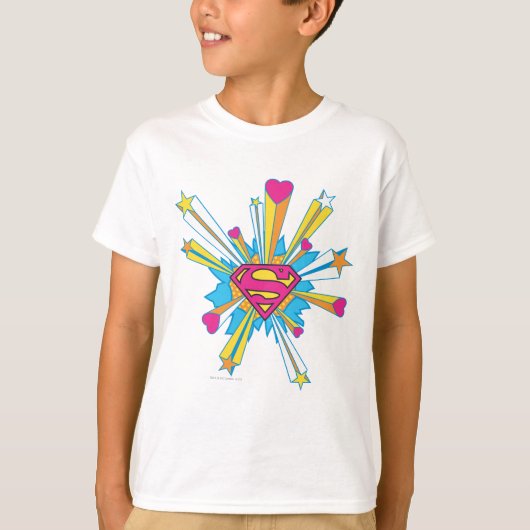 Superman gestileerd | Roze met hart Logo T-shirt (Voorkant)