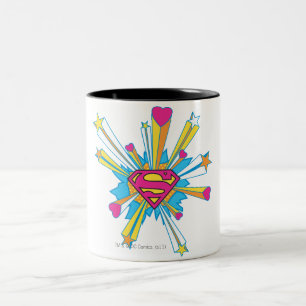 Superman gestileerd   Roze met hart Logo Tweekleurige Koffiemok