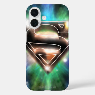 Superman gestileerd Shiny Burst Logo iPhone 16 Hoesje