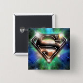 Superman gestileerd | Shiny Burst Logo Vierkante Button 5,1 Cm (Voorkant /achterkant)