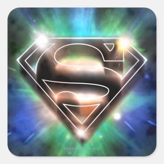 Superman gestileerd | Shiny Burst Logo Vierkante Sticker (Voorkant)