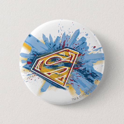 Superman gestileerd | Splash-Logo Ronde Button 5,7 Cm (Voorkant)
