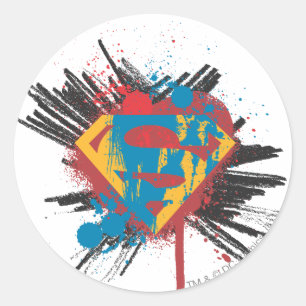 Superman gestileerd   Splatter-Logo Ronde Sticker