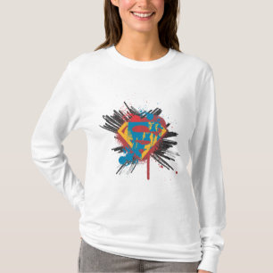 Superman gestileerd Splatter-Logo T-shirt