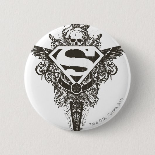 Superman gestileerd | Star en Skull White Logo Ronde Button 5,7 Cm (Voorkant)