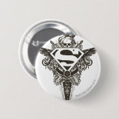 Superman gestileerd | Star en Skull White Logo Ronde Button 5,7 Cm (Voorkant /achterkant)