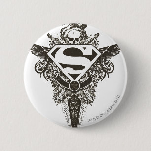 Superman gestileerd Star en Skull White Logo Ronde Button 5,7 Cm