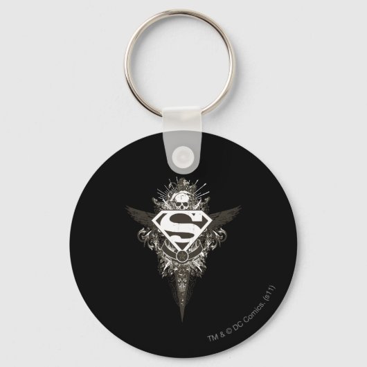 Superman gestileerd | Star en Skull White Logo Sleutelhanger (Voorkant)