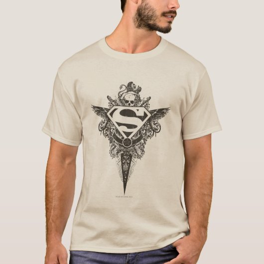 Superman gestileerd | Star en Skull White Logo T-shirt (Voorkant)