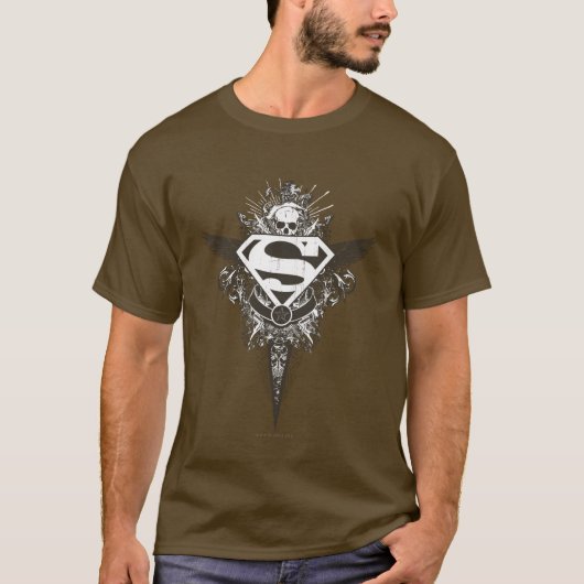 Superman gestileerd | Star en Skull White Logo T-shirt (Voorkant)