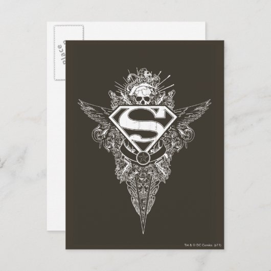 Superman gestileerd | Ster en Logo van de schedel Briefkaart (Voorkant / Achterkant)