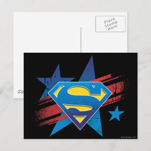 Superman gestileerd | Sterren en stripes Logo Briefkaart (Voorkant / Achterkant)