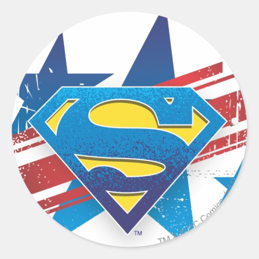 Superman gestileerd | Sterren en stripes Logo Ronde Sticker (Voorkant)