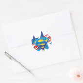 Superman gestileerd | Sterren en stripes Logo Ronde Sticker (Envelop)