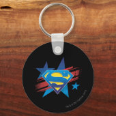 Superman gestileerd | Sterren en stripes Logo Sleutelhanger (Voorkant)