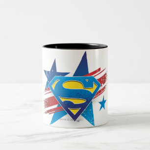 Superman gestileerd   Sterren en stripes Logo Tweekleurige Koffiemok