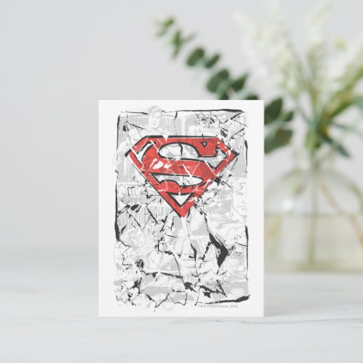 Superman gestileerd | Verplette Comic Logo Briefkaart (Staand voorkant)