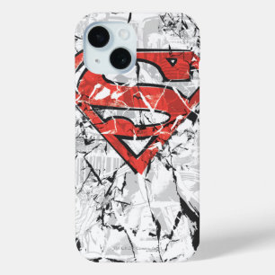 Superman gestileerd Verplette Comic Logo iPhone 15 Case