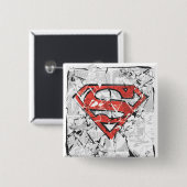 Superman gestileerd | Verplette Comic Logo Vierkante Button 5,1 Cm (Voorkant /achterkant)