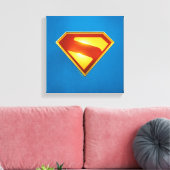 Superman Golden S Shield Brilliance Canvas Afdruk (Insitu (Woonkamer))