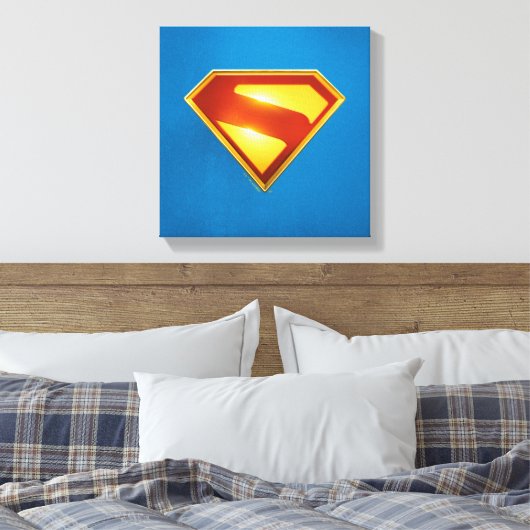 Superman Golden S Shield Brilliance Canvas Afdruk (Insitu (Slaapkamer))