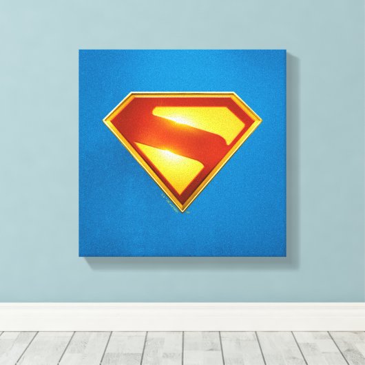 Superman Golden S Shield Brilliance Canvas Afdruk (Insitu (Houten vloer))