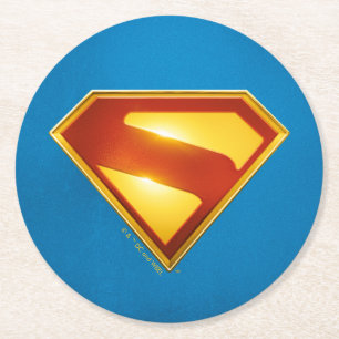 Superman Golden S Shield Brilliance Ronde Kartonnen Onderzetter