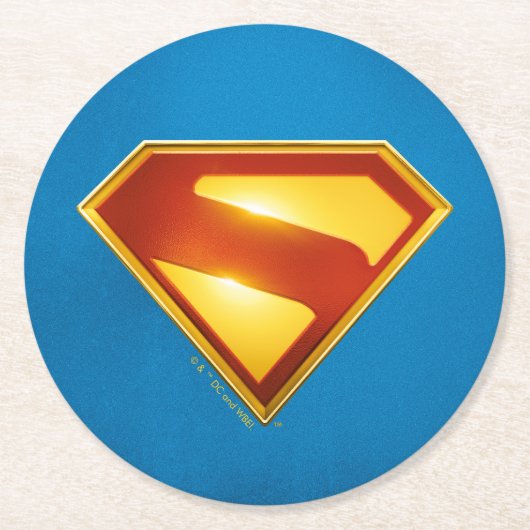 Superman Golden S Shield Brilliance Ronde Kartonnen Onderzetter (Voorkant)