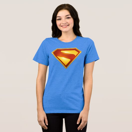 Superman Golden S Shield Brilliance Tri-Blend Shirt (Voorkant volledig)